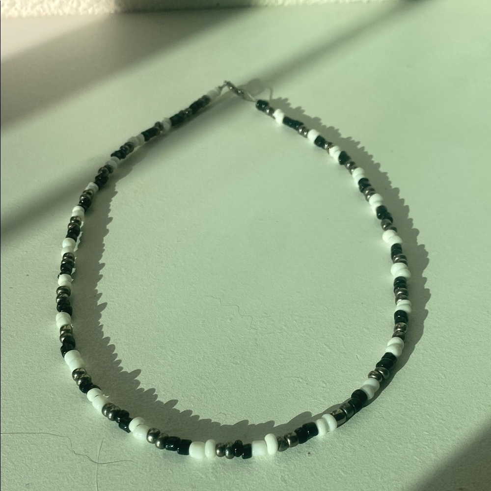Beaded Necklace in Black and White
